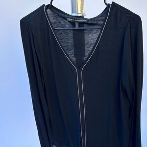 WHBM Black Blouse with Pretty Trim